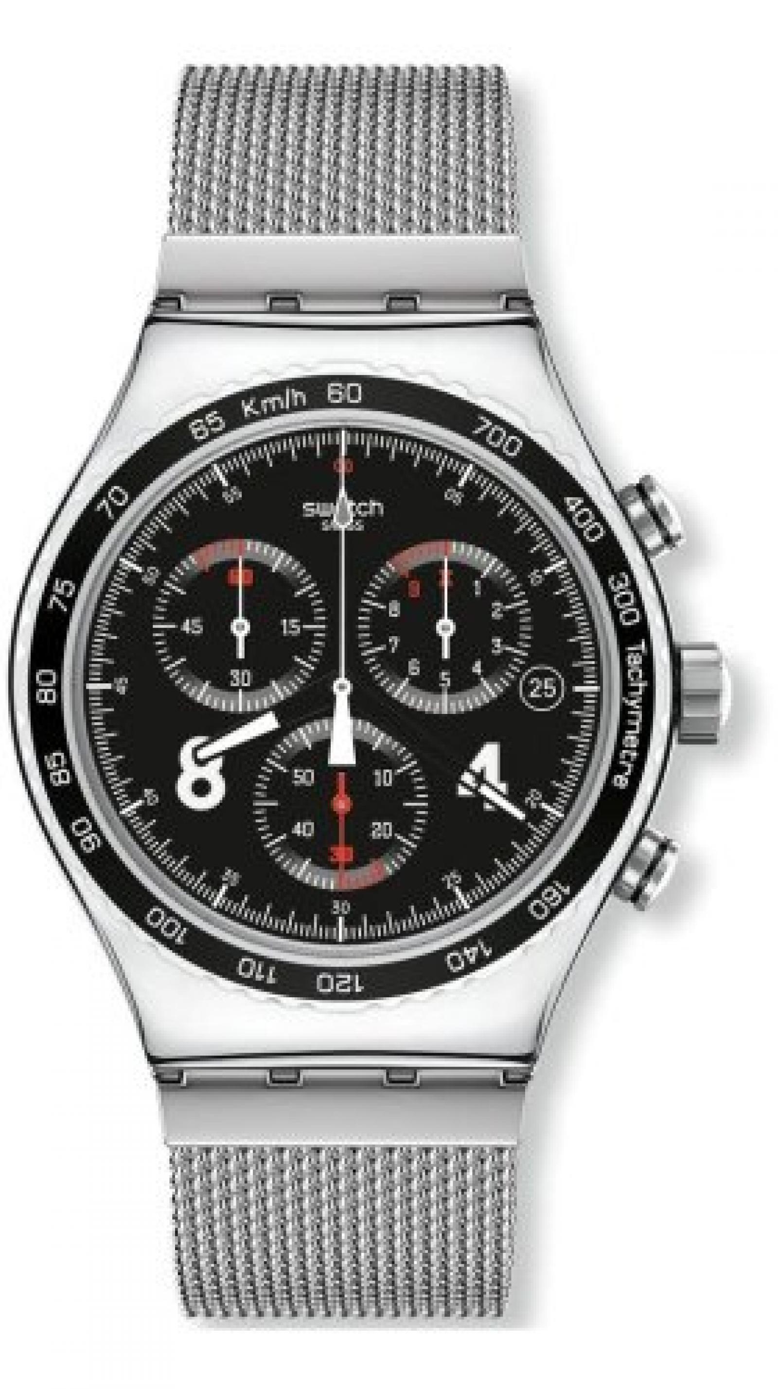 Swatch Herren-Armbanduhr XL Blackie Chronograph Quarz Edelstahl YVS401G 
