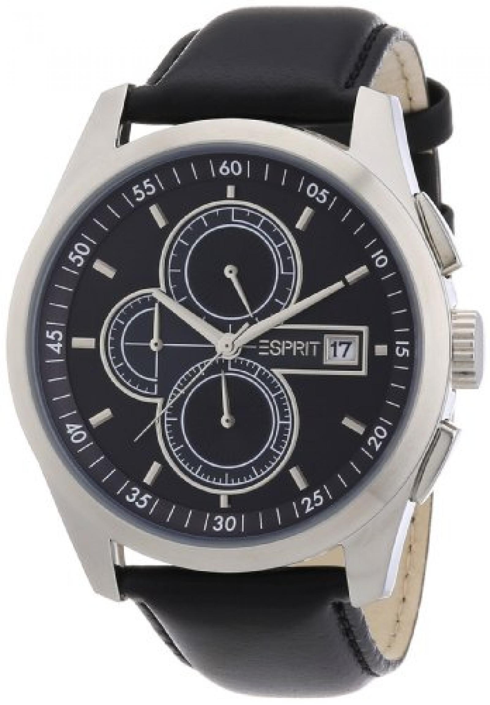 Esprit Herren-Armbanduhr XL circolo Chronograph Leder A.ES104091001 