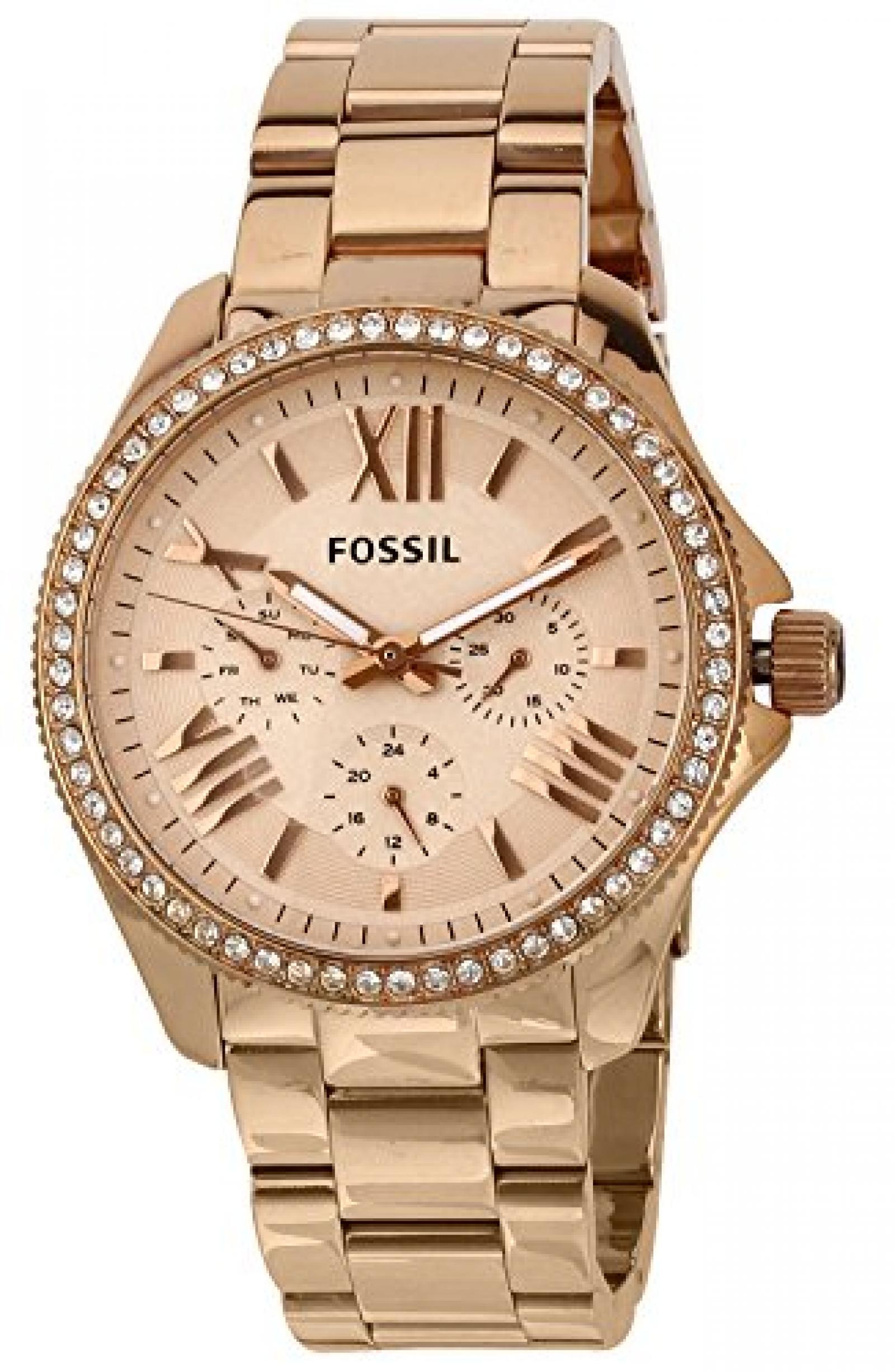 Fossil Damen-Armbanduhr Retro Traveler Analog Quarz Edelstahl beschichtet AM4483 