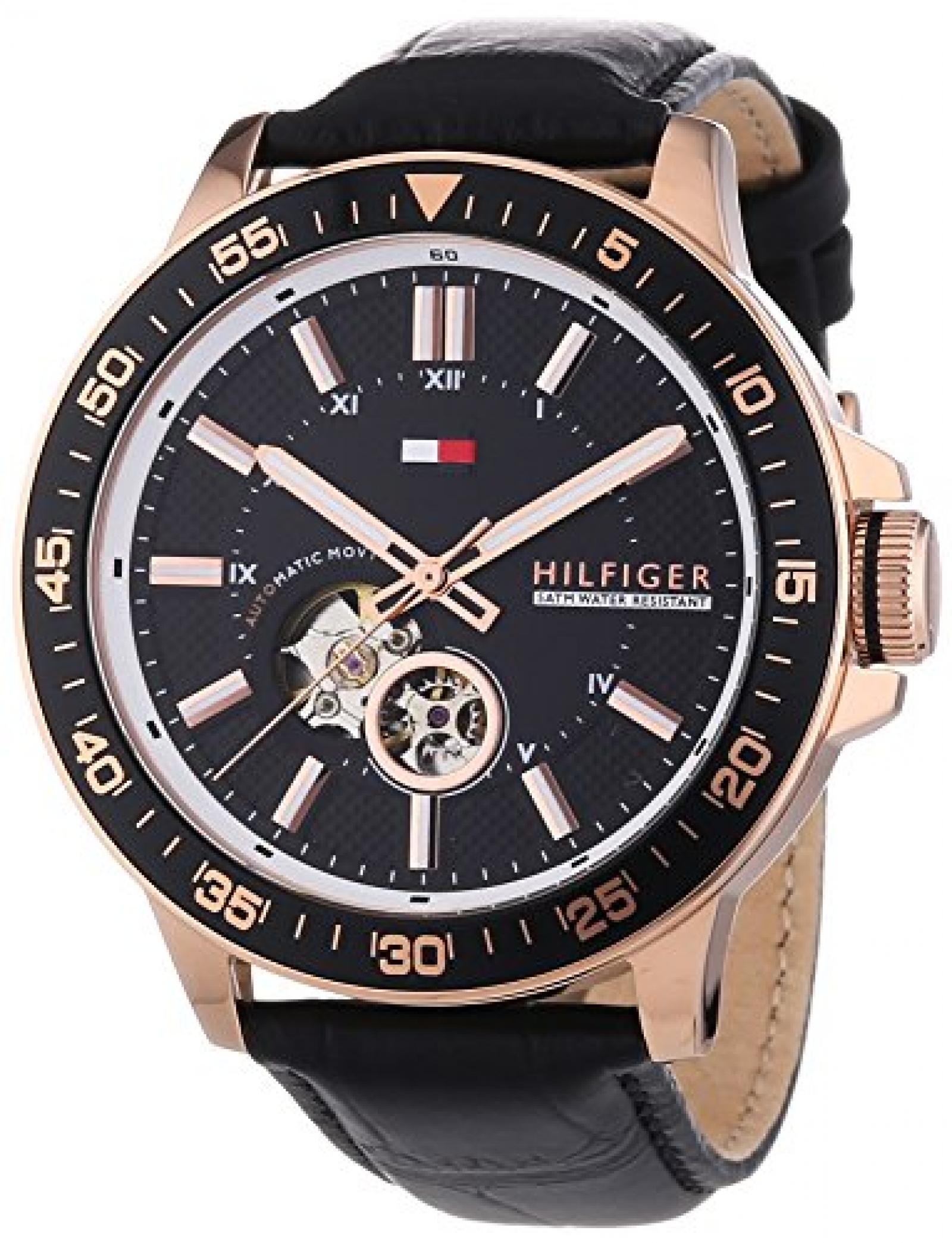 Tommy Hilfiger Watches Herren-Armbanduhr XL BROOKS Analog Automatik Leder 1791057 