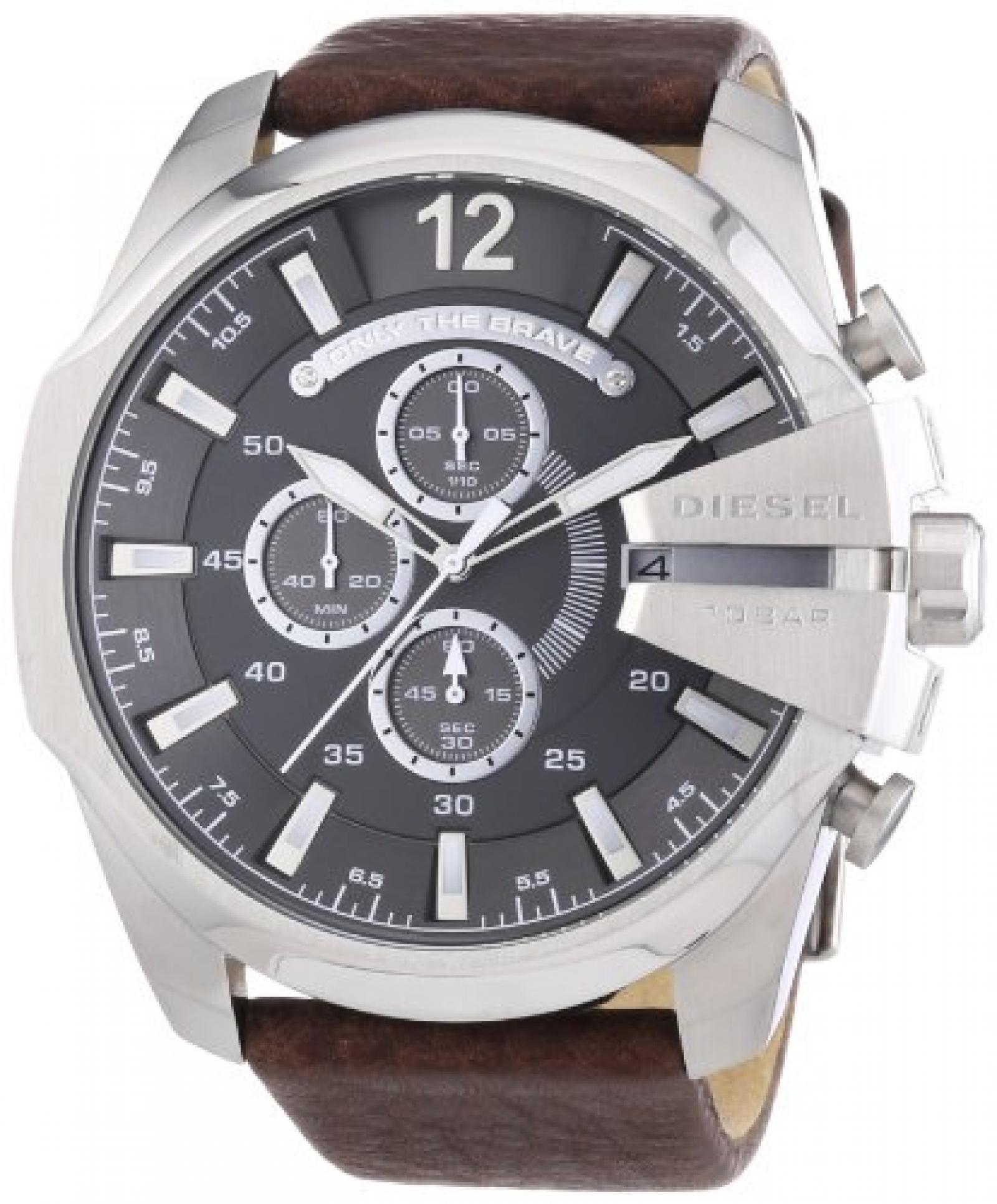 Diesel Herren-Armbanduhr XL Chronograph Quarz Leder DZ4290 