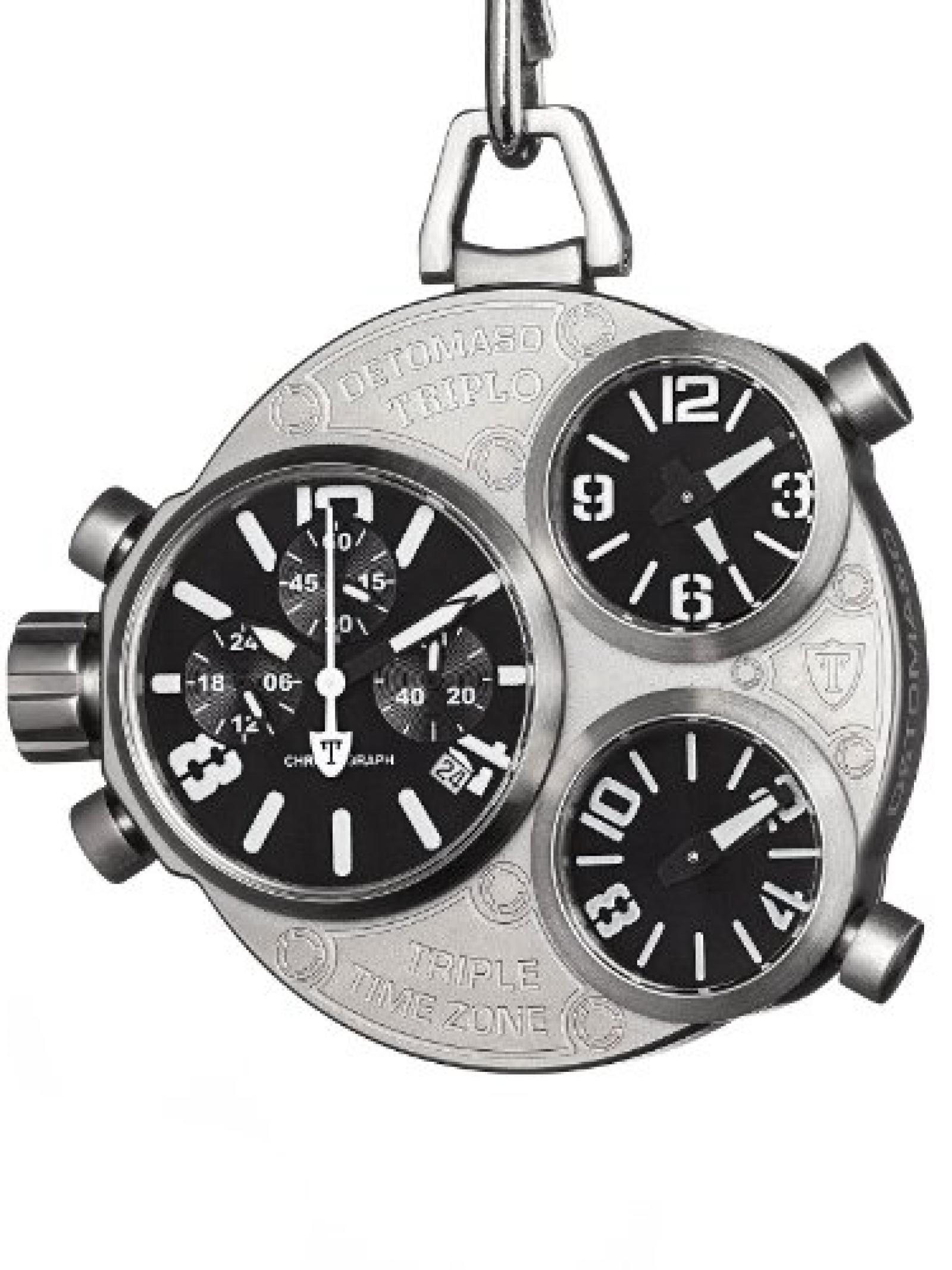 Detomaso Herren-Armbanduhr XL TRIPLO POCKET Taschenuhr Silver Chronograph Quarz DT2038-D 