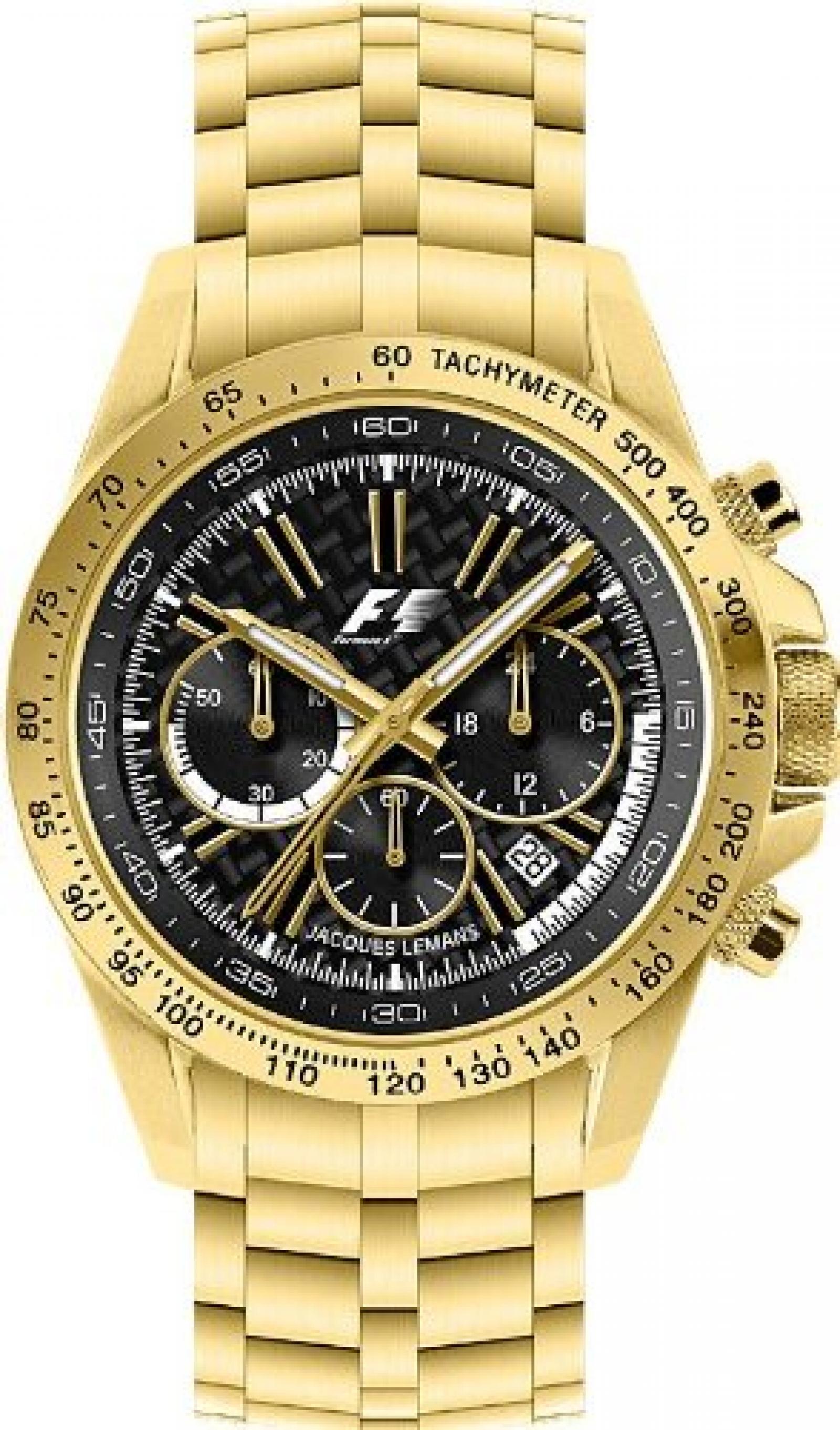 Jacques Lemans, Formula 1, Damenarmbanduhr, Analog/Chronograph SL - schwarz/gold 