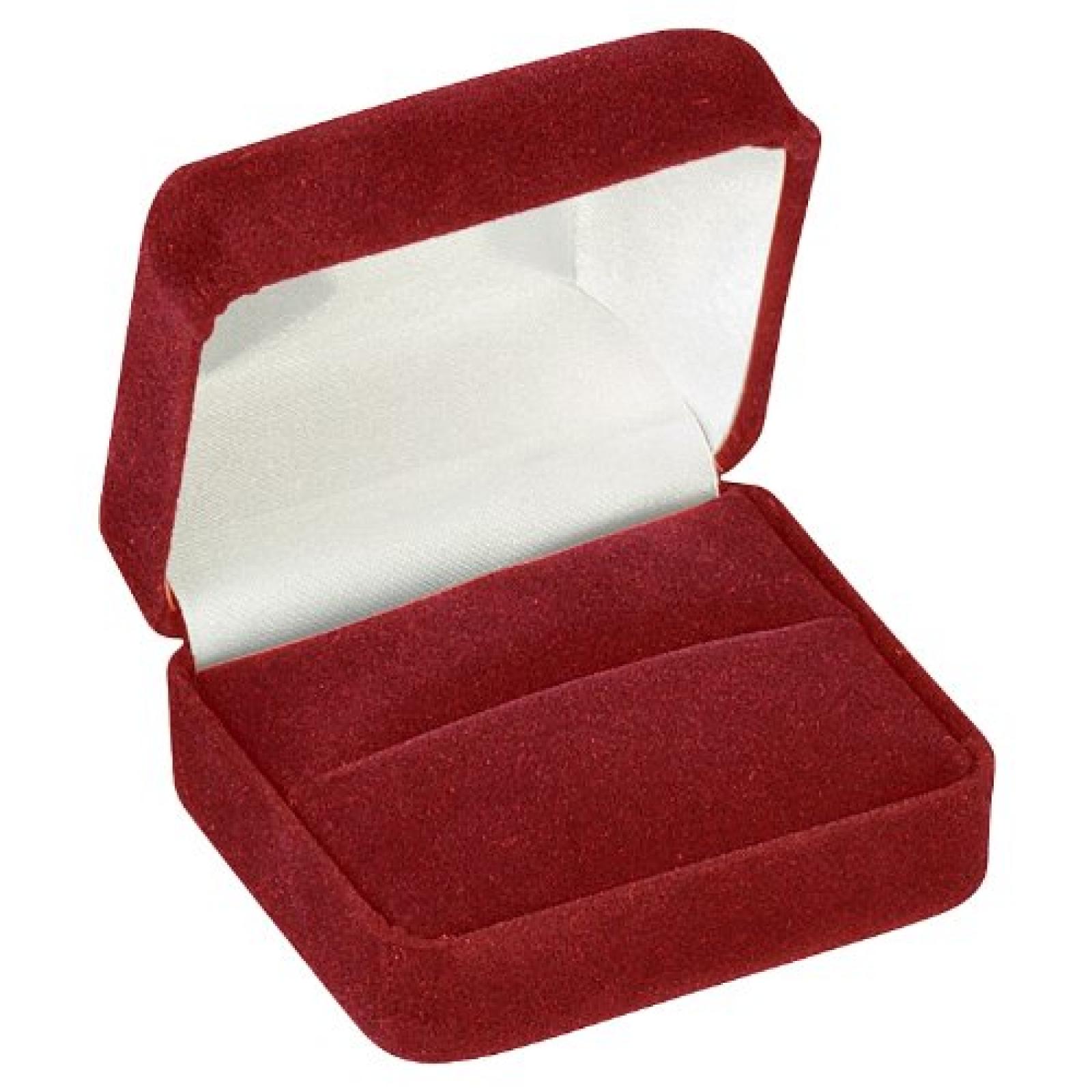 DOUBLE RING BOX - BURGUNDY-DOUBLE RING-W-SLEEVE 