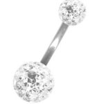 Karisma Titan G23 Bauchnabel Piercing Mit Swarovski Elements 5/8mm Kugeln Beschichtet- Weiss B006G4HTQM