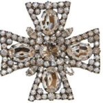 Kenneth Jay Lane Damen Brosche Malteserkreuz Swarovski Kristall Transparent Gunmetall Pin Befestigung 6,5cm B00NOWRROI