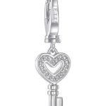 JETTE Charms Damen-Charm Mini Charm Schlüssel 925er Silber 18 Zirkonia One Size, silber B00GIQHNOQ