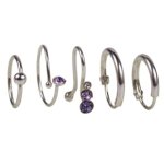 SIX 5er Pack Strass-Nasenringe aus 925er Silber mit funkelnden Steinen in schönen Lilatönen (155-882) B00GULWKRO