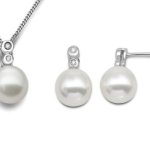 Miore Damen-Set: Halskette + Ohrringe Süßwasser-Zuchtperlen und Diamant 9 Karat 375 Weißgold MSET023 B00D3YGNV0