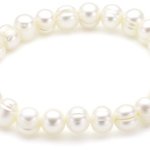 Valero Pearls Classic Collection Damen-Armband elastisch Hochwertige Süßwasser-Zuchtperlen in ca.  8 mm Barock weiß     19 cm   446665 B002OL2JB6