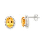 Miore JM038E11W Ohrstecker 9 Karat (375) Weissgold – ovale Citrine umrahmt mit Brillanten B004AP8S50