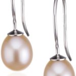 Valero Pearls Classic Collection Damen-Ohrhänger Hochwertige Süßwasser-Zuchtperlen in ca.  8 mm Tropfenform apricót 925 Sterling Silber       354021 B002OL2J16