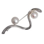 Bella Donna Damen-Brosche 925 Sterlingsilber 2 Süßwasser-Zuchtperlen 655027 B00401ZGGS