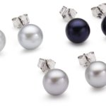 Valero Pearls Fashion Collection Damen-Set: 3 Paar Ohrstecker Hochwertige Süßwasser-Zuchtperlen in ca.  7 mm Button blau 925 Sterling Silber       60200121 B002OL2JNO