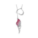 Weihnachtsgeschenk – Engelsflügelkette mit rosa Swarovski Kristall Elements, rhodiumplattiert – Blue Pearls – CRY F207 L B00DVLJD7G