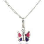 ZEEM5|#ZEEme ZEEme Kinder-Anhänger mit Kette 925 Sterling Silber 38/36cm Schmetterling lack pink/lila 500244342 B0087Y02TK