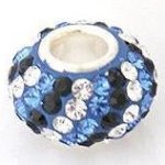 Katy Craig Schwarz, Blau und Transparent Gestreifte Sterling Silber Kristall Perle (passend für Perlenarmbänder in Europäischer Standardgrösse)- Etwa 13 mm x 8 mm (4,5 mm Loch) Inklusive Geschenkbeutel B0044YW54C