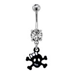 Metal Mafia Bauchnabelpiercing BLACK SKULL WITH BOW B00A1OT952