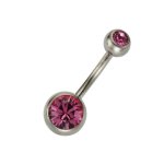 Zeeme Unisex-Piercing 10mm Und Zwei Pinken Kristallen 159000085-10mm B005GISEW2