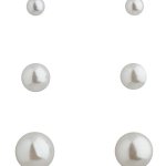 SIX 3er Set Ohrstecker mit unterschiedlich großen Perlen in Weiß (206-169) B00NHPUM1C
