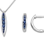 Miore Damen-Set: Halskette + Ohrringe Saphir Blau 9 Karat 375 Weißgold MSET021 B00D3YGNU6