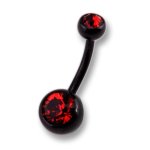 Zeeme Unisex-Piercing Schwarz 10mm Und Hellrote Kristalle 159000802-10mm-6 B005GISF5I