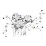 PreciousYou Exquisit Handgefertigte Hochzeit Perle Satin Gesteck Blumen Strass Kristall Braut Haarkamm Haarschmuck Brautschmuck B007I6DL9G