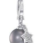 JETTE Charms Damen-Charm Mini Charm Perle Mit Stern 925er Silber 10 Zirkonia One Size, silber B00GIPYUES