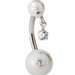 SIX Bauchnabel Piercing mit floral gemusterten Perlen und Strassstein (269-451) B00MEFGZY4