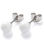 Monomania Damen-Ohrstecker Edelstahl Achat weiß 6 mm 31231 B005IW0SZC