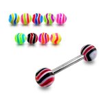 Thuppaki 10 Stück Assorted Farbe 316L chirurgischer Stahl gerader Barbell mit UV Multi Color Wave Ball Zunge Piercing Ringe B00E6JIH5Q