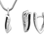 Miore Damen-Set: Halskette + Ohrringe Zirkonia und Emaille schwarz Sterling Silber 925 MSET014 B00D3YGMAC