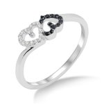 Miore Damen-Ring 750 Weißgold mit Herzen Brillanten Weiß und Schwarz MF8014RM B005BNWI5G