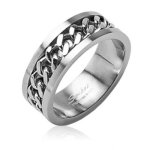 Coolbodyart Unisex Edelstahl Ring silber mit silbernen Ketten "Chain Center" verf&uuml;gbare Ringgr&ouml;&szlig;en 47 (15) – 72 (23) B00EF3RBQO
