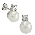 Bella Donna Damen Perlenohrstecker 925/000 Silber 2 Süßwasser-Zuchtperlen weiß 8,0-8,5 mm 2 Zirkonia 635494 B003HIBCUE