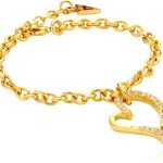 Guess Damen-Armband mit Herzelement Edelstahl vergoldet Emaille rot Kristalle UBB70201 B008U9QZAC