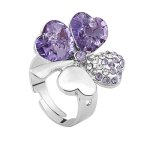 Le Premium® Vier Blatt Klee Mode-Fingerring herzförmigen Swarovski violett lila kristalle (einstellbarer Größe) B009RII3BY