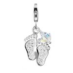 Elli Damen-Charm Babyfüßchen mit Kristall 925 Sterlingsilber 04102338 B004FE0VNS