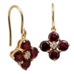 Bella Donna Damen-Ohrhänger 333 Gelbgold 8 Granate rot 4.0mm 2 Brillanten 0.036ct weiß 20 mm 796911 B0073T3BIY