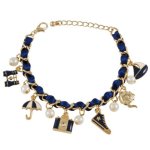 SIX "Sweet & Cute" goldenes Bettel Armband, blaues Satin, Anhänger (358-365) B00IWRAI6Y