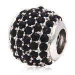 Andante-Stones 925 Silber Pavé Bead mit schwarzen Kristallsteinen – Element Kugel für European Beads + Organzasäckchen B00BUPIPVK