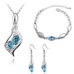 Vikky Weihnachtsgeschenk SALE Damen-Schmuckset(Halskette + Ohrringe+Armband)mit SWAROVSKI ELEMENTS Österreichische Kristallen Anhänger Blau CG1621 B00MDFCLOS