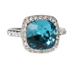 FASHION PLAZA 18K Gold Ton & Aquamarin Kristall modisch Ring( verfügbar in Größe K N P R) R232 B00DGTWANC