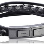 Fossil Herren-Armband Edelstahl 18.5 + 1.5 cm verstellbar Leder schwarz JF00544797 B00CSPN7UU