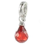 Quiges Fashion Jewellery Quiges, Eligo Charms Silver Plated Clip on Charm Red Drop Cubic Zirconia für Viventy/Fossil 5mm Leather Armbands B00690BPYA