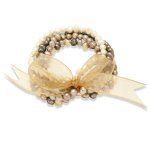 Valero Pearls Fashion Collection Damen-Armband elastisch Hochwertige Süßwasser-Zuchtperlen in ca.  4-6 mm Barock gold / elfenbein / tahitigrün  Organza gold  19 cm   60200114 B002OL2JN4