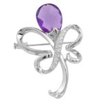 Bella Donna Damen-Brosche 925 Sterlingsilber 1 synth. Amethyst lila 10 Zirkonia wei&szlig; 102494 B004T7H026