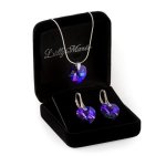 Schiller Schmuck Silberschmuckset mit original Swarovski® Elements Herz Anhänger, lila, 14 mm, mit Schmucketui, ideal als Geschenk für Frau oder Freundin B00FWPAWQ0