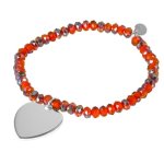 Bella Donna Damen-Armband 925 Sterling Silber orange mit Zugband Herzeinhänger 76460009 B00CI31QEG