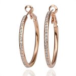 Taffstyle® Damen Schmuck 1 Paar stylische Rosegold Creolen Stecker Roségold Ohrringe Ohrhänger Ohrstecker mit weißen Steinen Kristallen B00LGZQEAS